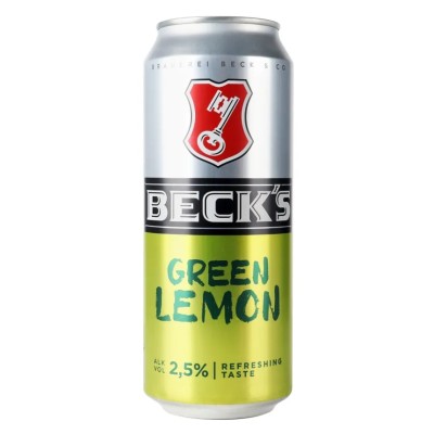 Пиво Beck's Green Lemon зі смаком лимона, світле, 2,5%, з/б, 0,5 л