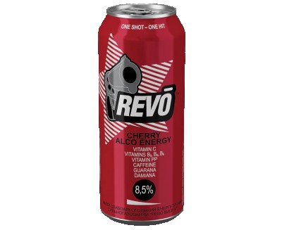 Напій енергетичний Revo Вишня, 8,5%, ж/б, 0,5 л