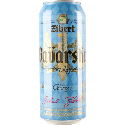 Пиво Zibert Bavarske, світле, 5%, з/б, 0,5 л