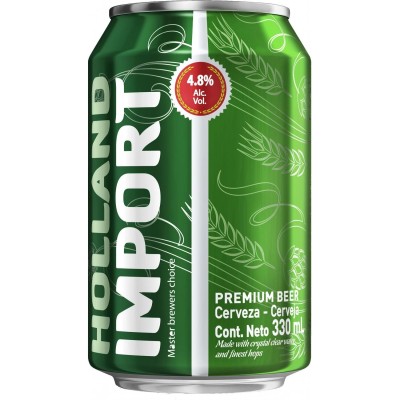 Пиво Holland Import, світле, фільтроване, 4,8%, з/б, 0,33 л