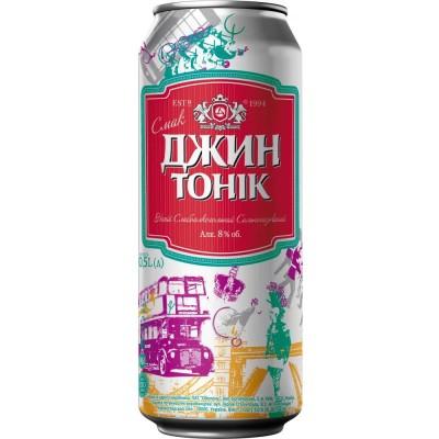 Напій слабоалкогольний Оболонь Джин-Тонік 8%, ж/б, 0,5 л