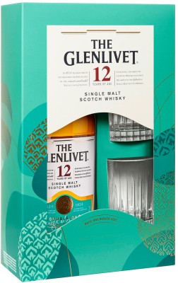Віскі The Glenlivet 0.7 л 12 років витримки 40% в подарунковому пакованні + 2 склянки