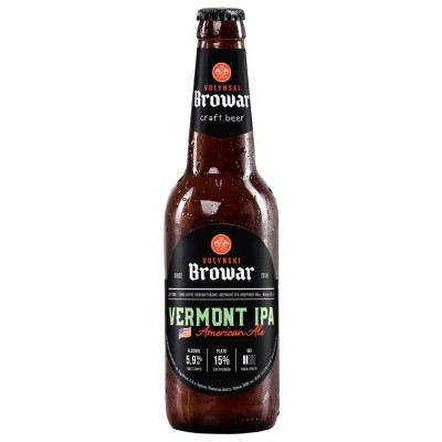 Пиво Volynski Browar Vermont IPA, світле, нефільтроване, 5,9%, 0,35 л