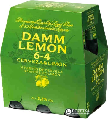 Упаковка пива Estrella Damm Lemon світле фільтроване 3.2% 0.33 л х 24 пляшки