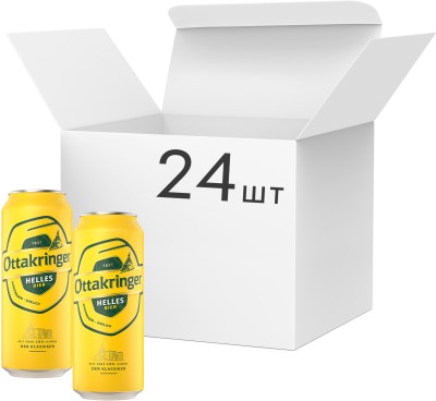 Упаковка пива Ottakringer Helles світле фільтроване 5.2% 0.5 л 24 шт