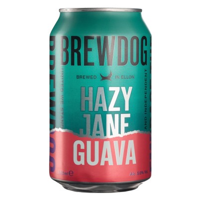 Пиво BrewDog Hazy Jane Guava, світле, 5%, з/б, 0,33 л