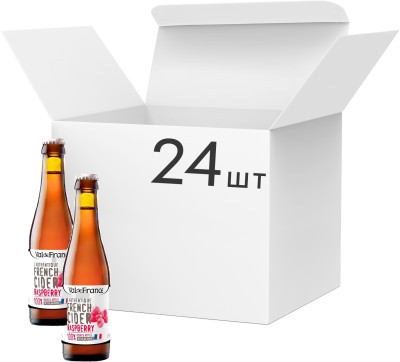 Упаковка сидру Val de Rance яблучний зі смаком малини 4.5% 0.33 л x 24 шт.