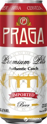 Пиво Praga Premium Pils світле фільтроване 4.7% 0.5 л