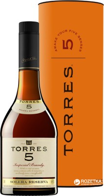 Бренді Torres 5 років витримки 0.7 л 38% в подарунковій упаковці