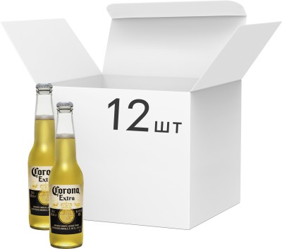 Упаковка пива Corona Extra світле фільтроване 0.33 л 4.5% x 12 шт.