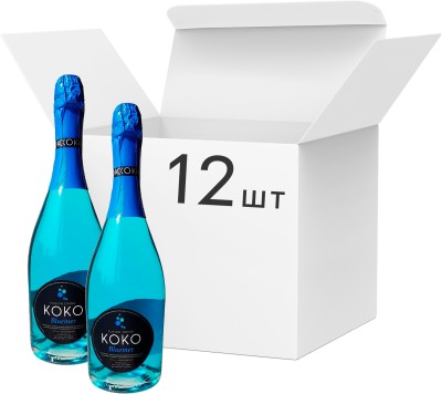 Упаковка напою на основі вина КОКО Блюмер блакитний солодкий 0.75 л 5 — 6.9% 12 шт.