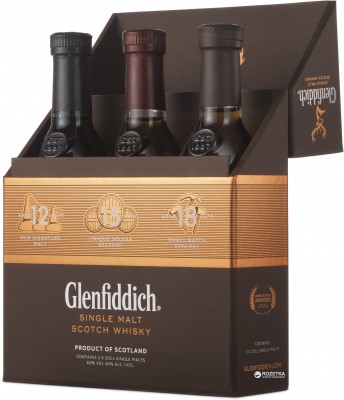 Віскі односолодовий Glenfiddich Mix Pack 3 пляшки по 0.2 л - 12 yo. 15 yo. 18 yo 40%