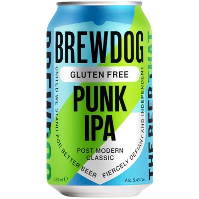 Пиво BrewDog Punk IPA Gluten Free, світле, 5,4%, з/б, 0,33 л