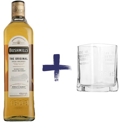 Набір: Віскі Bushmills Original Irish Whisky, 40%, 1 л + Склянка Old fashioned для віскі, 250 мл