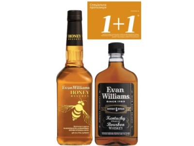 Віскі spirit drink Акційний набір: медовий лікер + бурбон Evan Williams Black