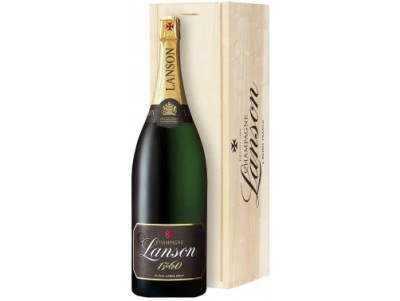 Вино брют біле Champagne Lanson Le Black Label Brut Jeroboam (wooden case) 3 л