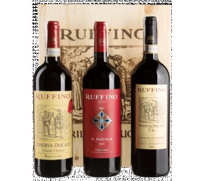 Вино Ruffino Набір Ruffino Il Ducale+Riserva Ducale+Riserva Ducale Oro Grand Selection, червоне, біле, 14%, 0,75 л *3