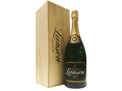 Вино брют біле Champagne Lanson Le Black Label Brut Magnum (wooden case) 1,5 л