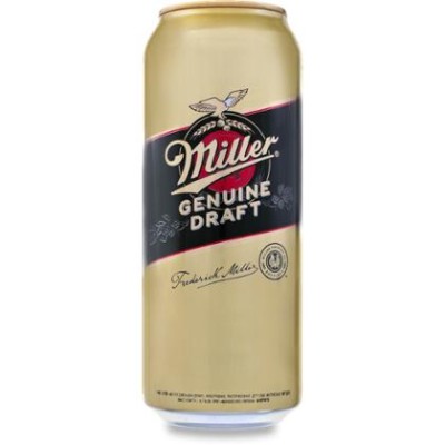 Пиво Miller Genuine Draft світле фільтроване 4.7% 0.5 л