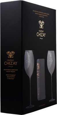 Подарунковий набір Chateau Chizay Pinot Noir червоне напівсолодке 0.75 л 11.5-12.5% + 2 келихи
