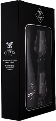 Подарунковий набір Бренді Chateau Chizay Grape 0.5 л 42% + 2 келихи