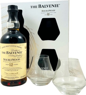 Віскі Balvenie Double Wood 12YO 0.7 л 40% в подарунковій упаковці + 2 склянки