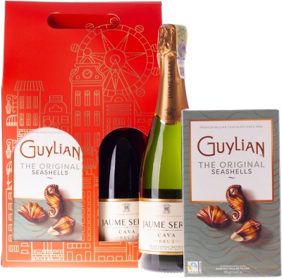 Вино ігристе Cava Jaume Serra J. Garcia Carrion Brut Nature біле брют 0.75 л 11.5% + Шоколадні цукерки "Морські мушлі" 125 г, Guylia