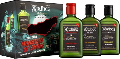 Набір віскі Ardbeg Monster of Smoke Ten Years Old 0.2 л 46% + Ardbeg Monster of Smoke An Oa 0.2 л 46.6% + Ardbeg Monster of Smoke Wee Beastie 0.2 л 47.4% у подарунковому пакуванні