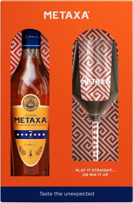 Набір алкогольний напій Metaxa FY24 7 зірочок 0.7 л 40% + 1 бокал в подарунковій упаковці