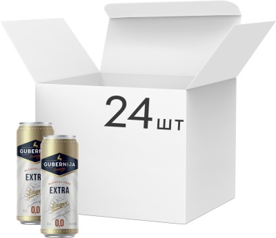 Упаковка безалкогольного пива Gubernija Extra Lager світле фільтроване 0% 0.5 л x 24 шт