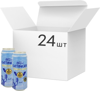 Упаковка пива Oettinger Bavarian Helles світле нефільтроване 4.7% 0.5 л x 24 шт