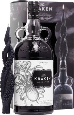 Ромовий напій Kraken Black Spiced 1 л 40% у подарунковій упаковці + свічка