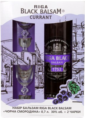 Бальзам Riga Black Balsam Чорна смородина 0.7 л 30% + 2 чарки