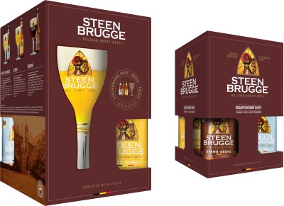 Подарунковий набір пива Steenbrugge 3 пляшки 0.33 л + келих 0.33