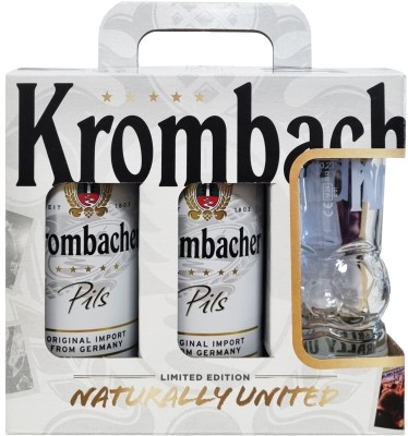 Подарунковий набір пива "Футбол" Krombacher Pils 4.8% 5 банок х 0.5 л + келих 0.2 л