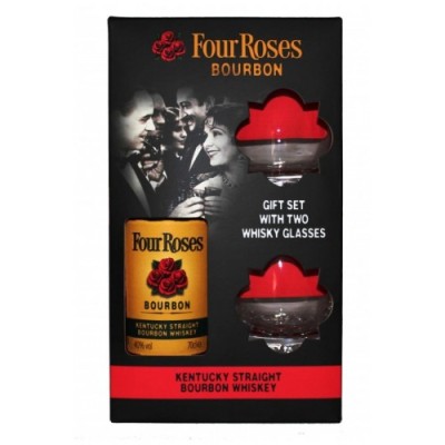 Бурбон США Four Roses з 2-ма бокалами, 40%, 0,7 л [2129907299077]