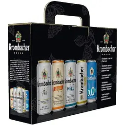 Набір пива Krombacher 0-6% з/б 2 л (4 шт. х 0.5 л) у коробці