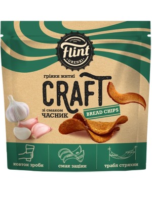 Грінки пшенично-житні хвилясті зі смаком часнику, Flint Craft, 90г