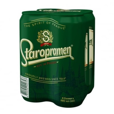 Пивo 1,92 л Staropramen Світлe НАБІР 4 х 0,48 л ж/б