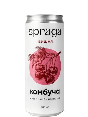 Напій Комбуча зі смаком вишні, Spraga, з/б, 0.33л