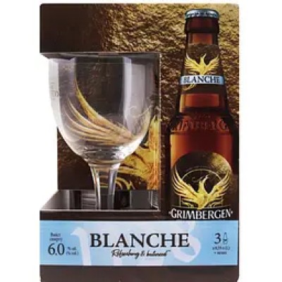 Пиво Grimbergen Blanche світле 6% 0.99 л + келих у подарунковій упаковці