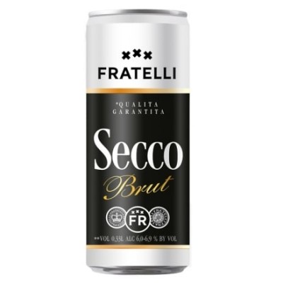 Напій винний 330 мл Fratelli Brut Secco слабоалкогольний ігристий брют білий 6-6,9% об ж/б