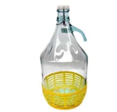Пляшка скляна у пластиковому кошику із закруткою 5 л