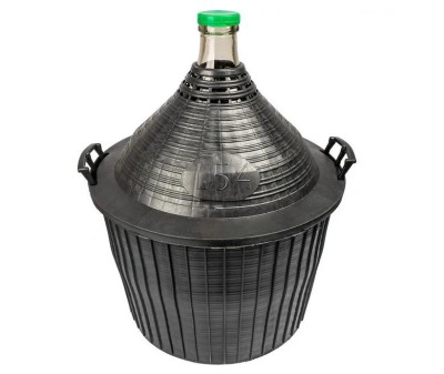 Пляшка скляна Ambrosio у пластиковому кошику 5 л