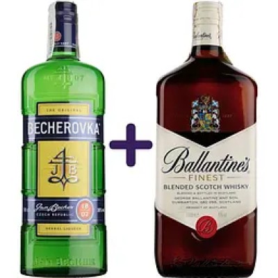 Лікерна настоянка на травах Becherovka 38% 1 л + Віскі Ballantine's Finest 40% 1 л