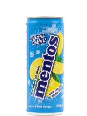 Напій газований Лимон-М'ята / Lemon-Mint, Mentos, ж/б, 0.24л