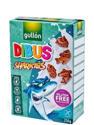 Печиво шоколадне без глютена Gullon Dibus Sharkies, 250г