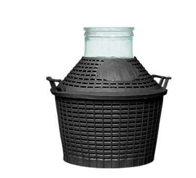 Бутель 25 л скляний із широким горлом Ambrosio в пластиковому кошику