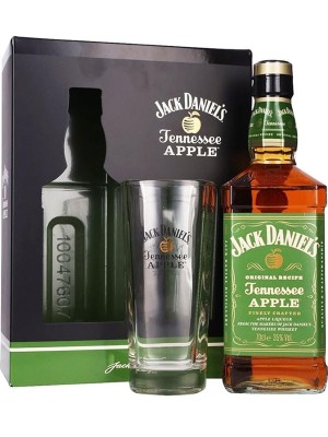 Віскі-лікер Джек Деніелс, Теннессі Еппл / Jack Daniel's, Tennessee Apple, 35%, 0.7л, в подарочной коробке + стакан