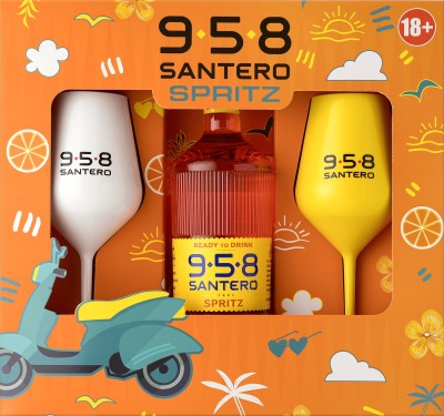 Набір коктейль ігристий винний Santero Spritz Ready To Drink 958 0.75 л + 2 келихи